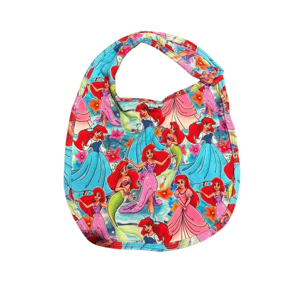 Disney The Little Mermaid Ariel Princess Bamboo Baby Bib Snap Closure Turquoise